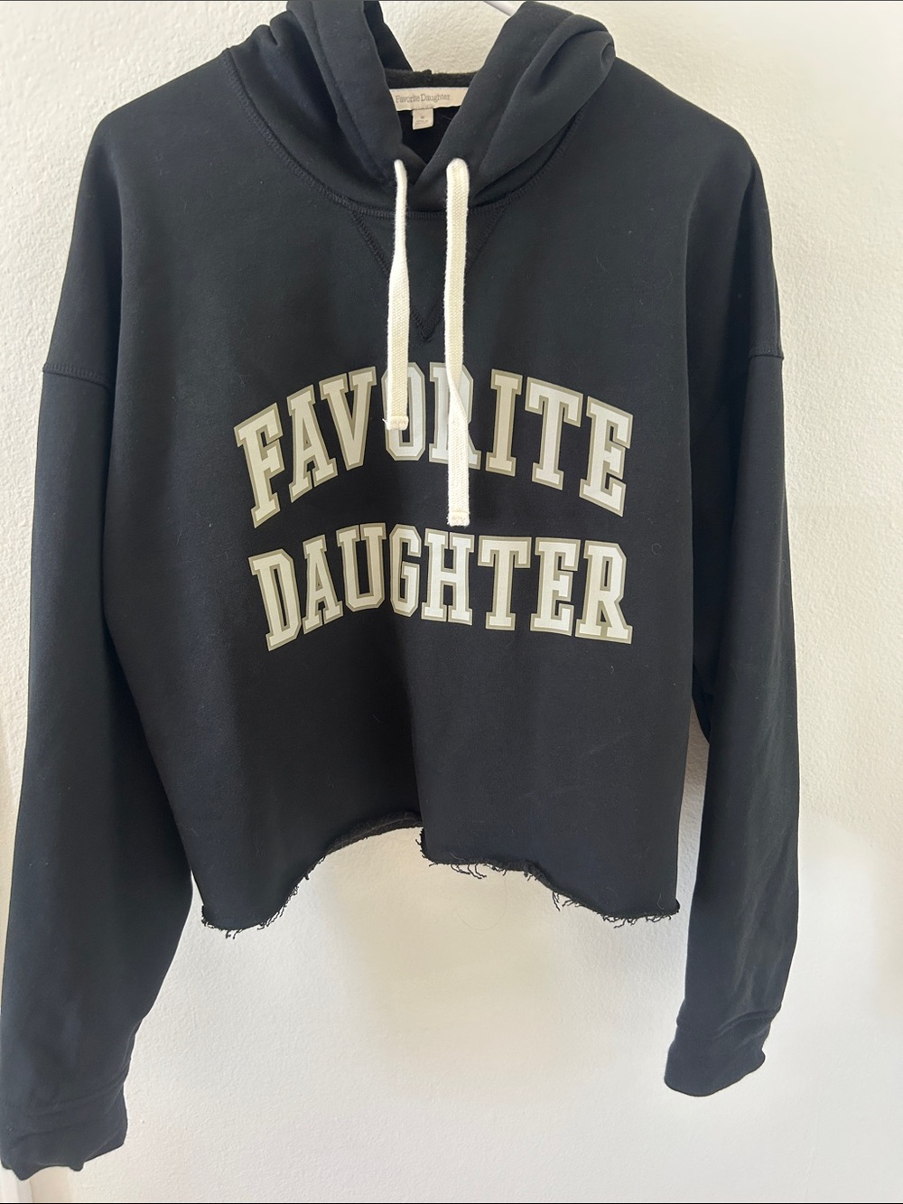 Favorite Daughter Black Cropped Hoodie Sweatshirt